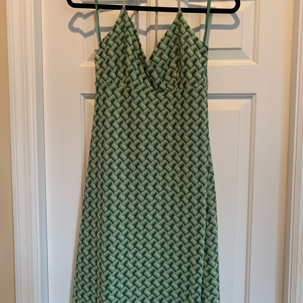 Loft green and cream Sundress